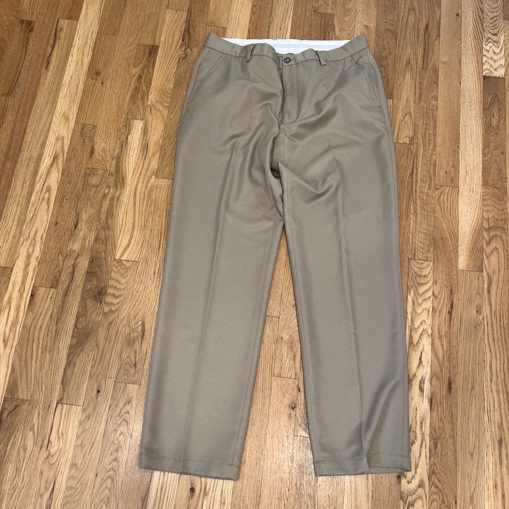 Greg Norman Tasso Elba Five Iron Golf Pant 34x32 Flat Front Chino Khaki